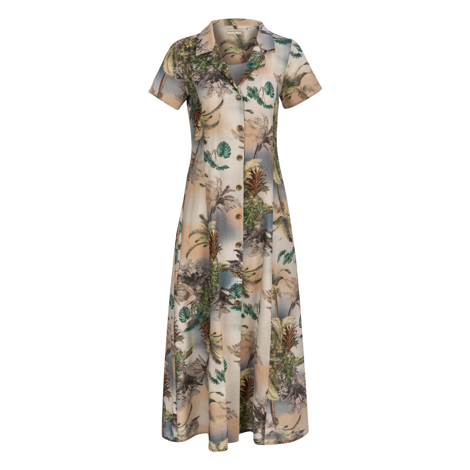 BASKILI KLOŞ MİDİ BOY ELBİSE