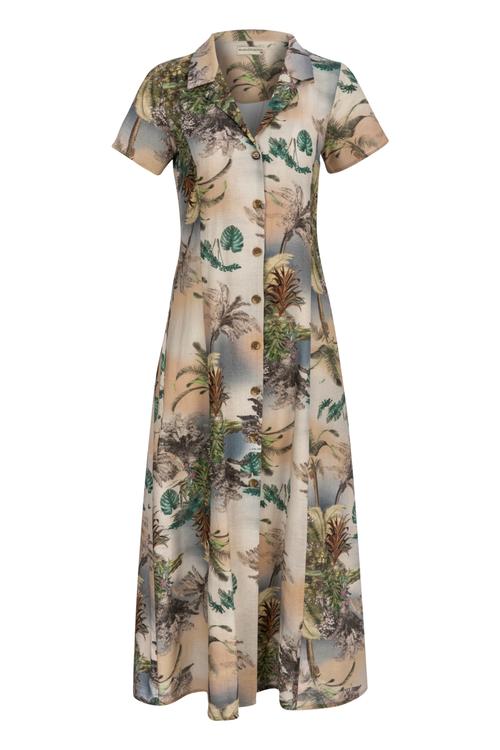  BASKILI KLOŞ MİDİ BOY ELBİSE