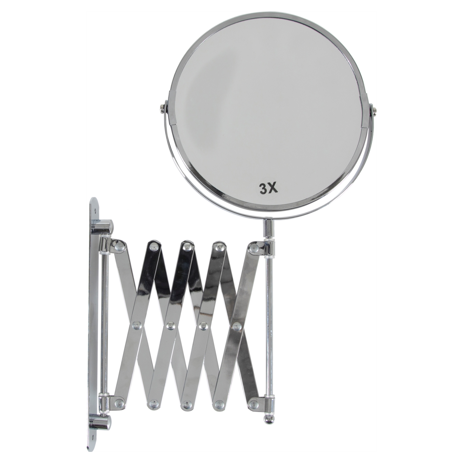 KÖRÜKLÜ KROM AYNA 17 CM X3 BÜYÜTEÇLİ