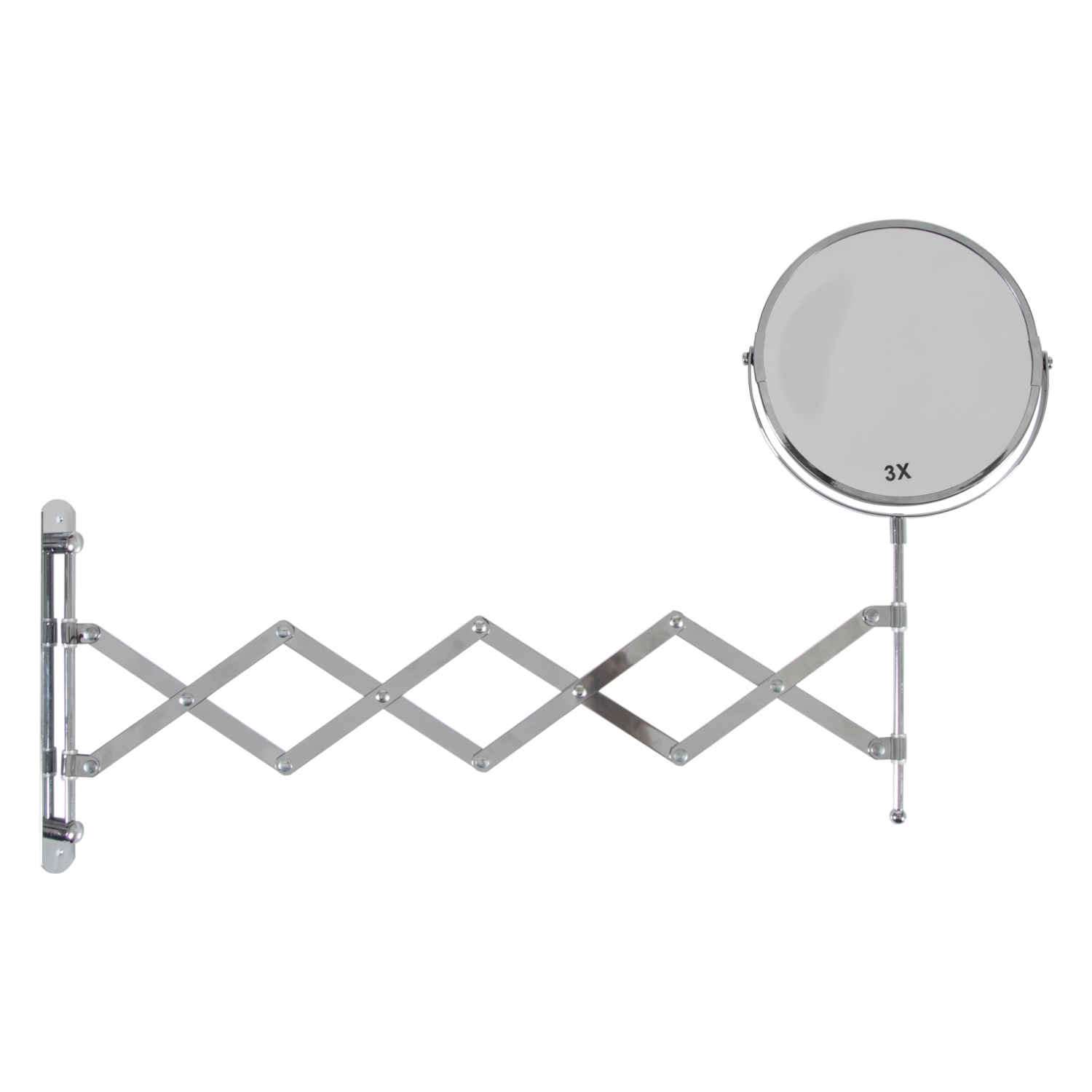 KÖRÜKLÜ KROM AYNA 17 CM X3 BÜYÜTEÇLİ