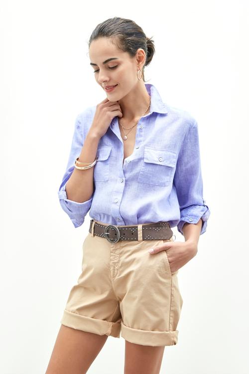  CEP DETAYLI REGULAR KETEN GÖMLEK