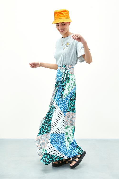  BASKILI MAXI BOY KLOŞ ETEK