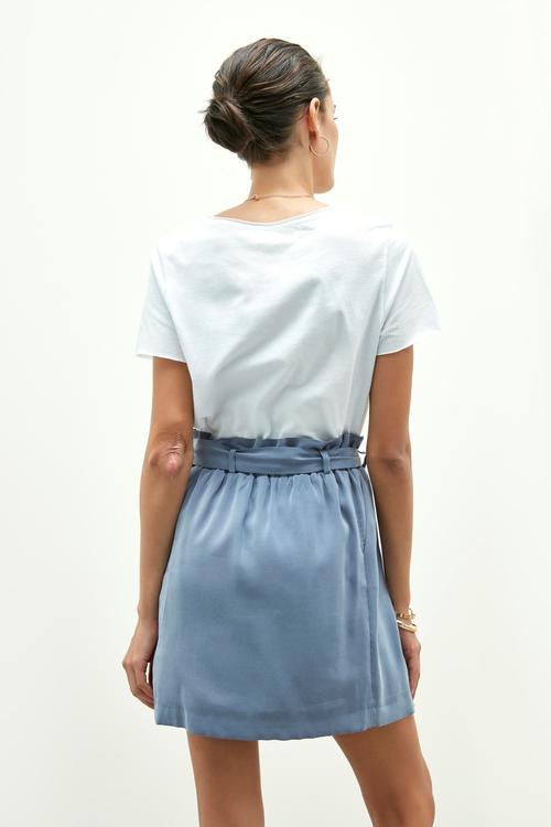  BELİ KUŞAKLI LASTİKLİ MİNİ ETEK