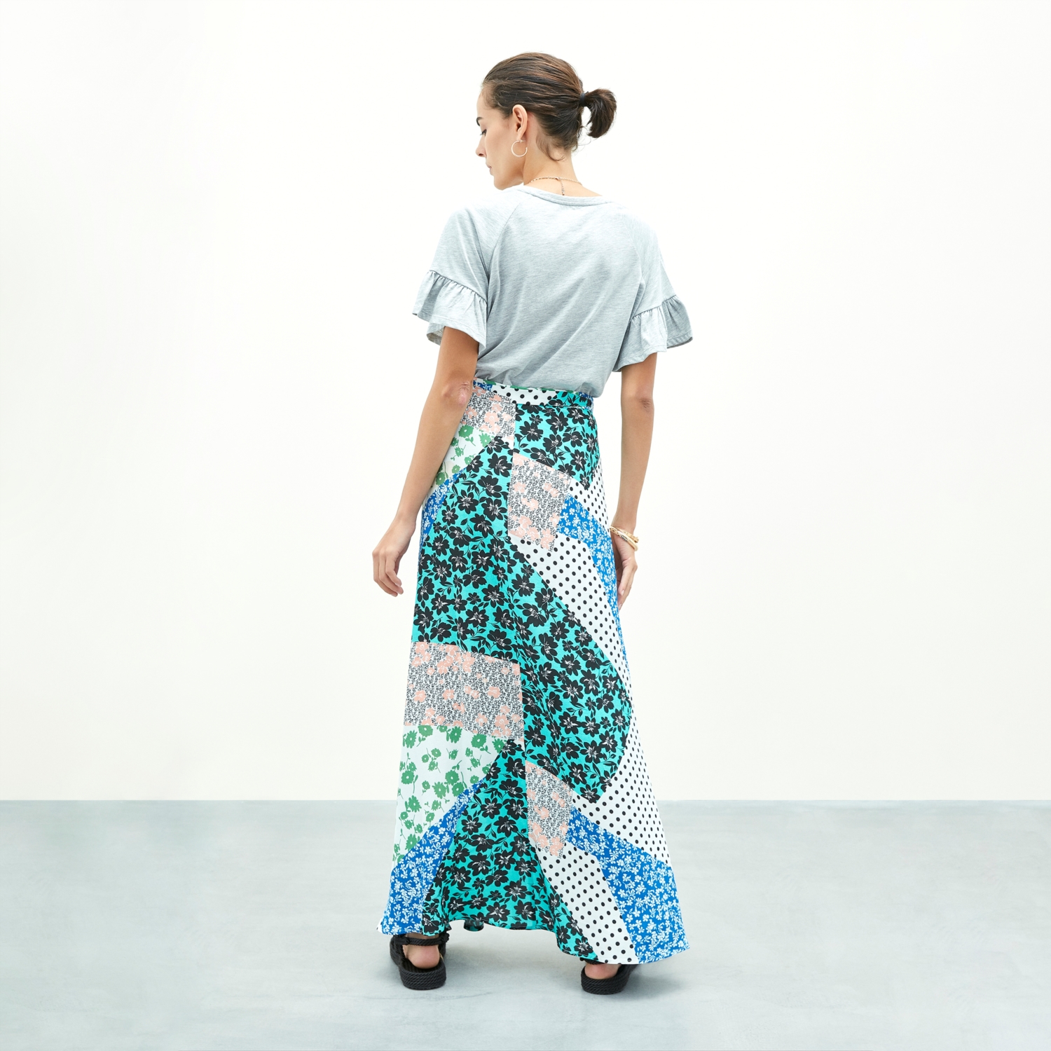 BASKILI MAXI BOY KLOŞ ETEK