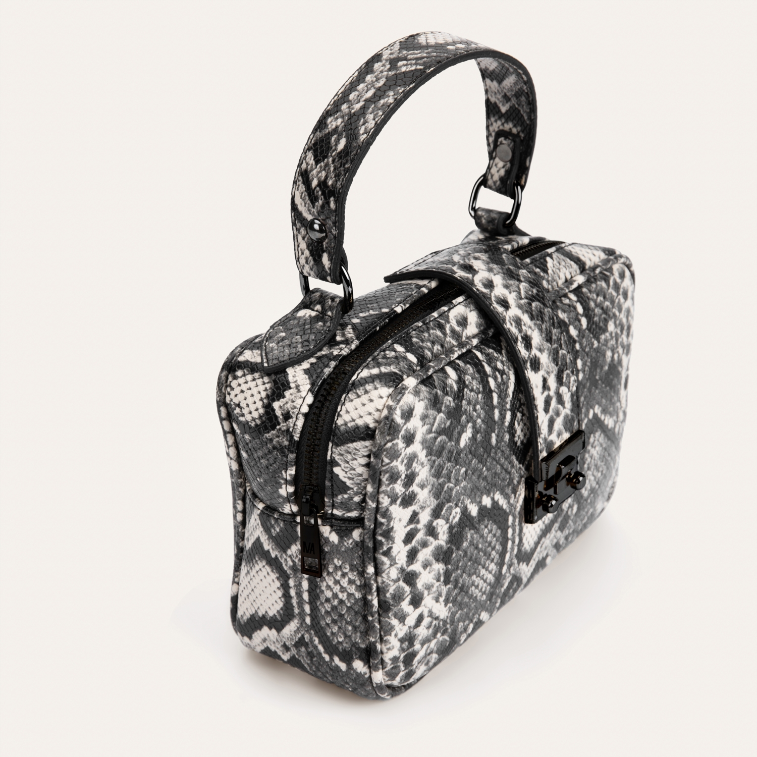 YILAN DERİSİ DESENLİ ÇAPRAZ ASKILI EL ÇANTASI