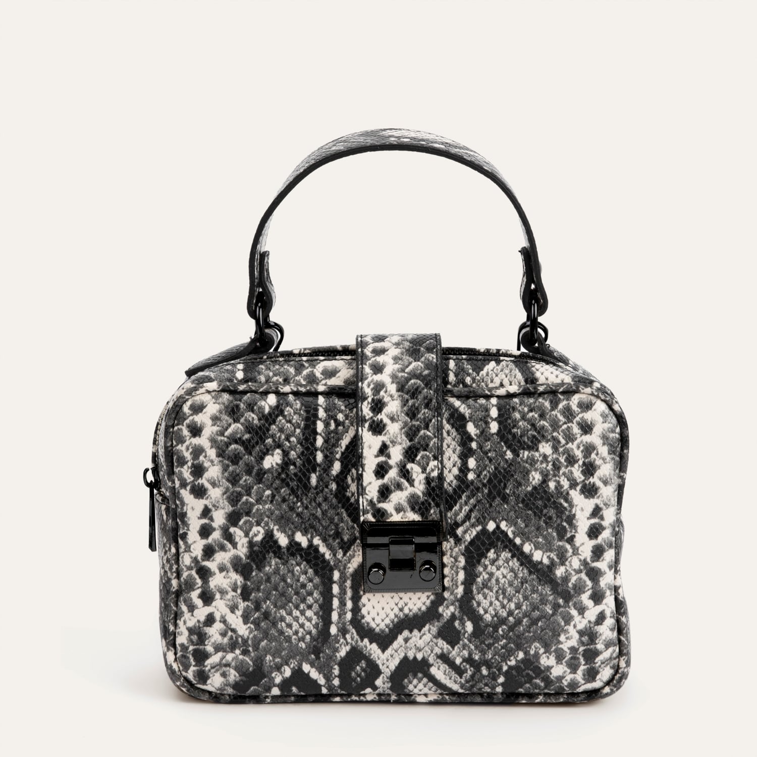YILAN DERİSİ DESENLİ ÇAPRAZ ASKILI EL ÇANTASI