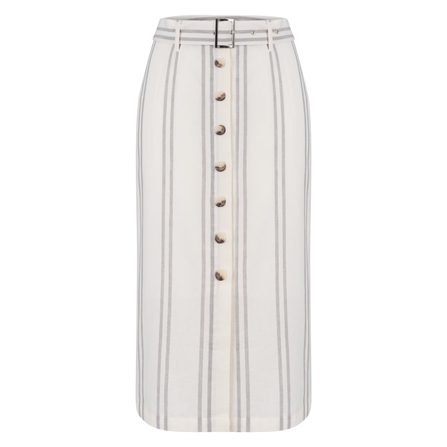 PAMUK KETEN ÇİZGİLİ MİDİ ETEK