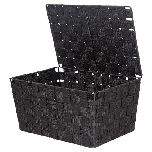  ORGANİZER KAPAKLI SEPET SİYAH 30*20*15 CM