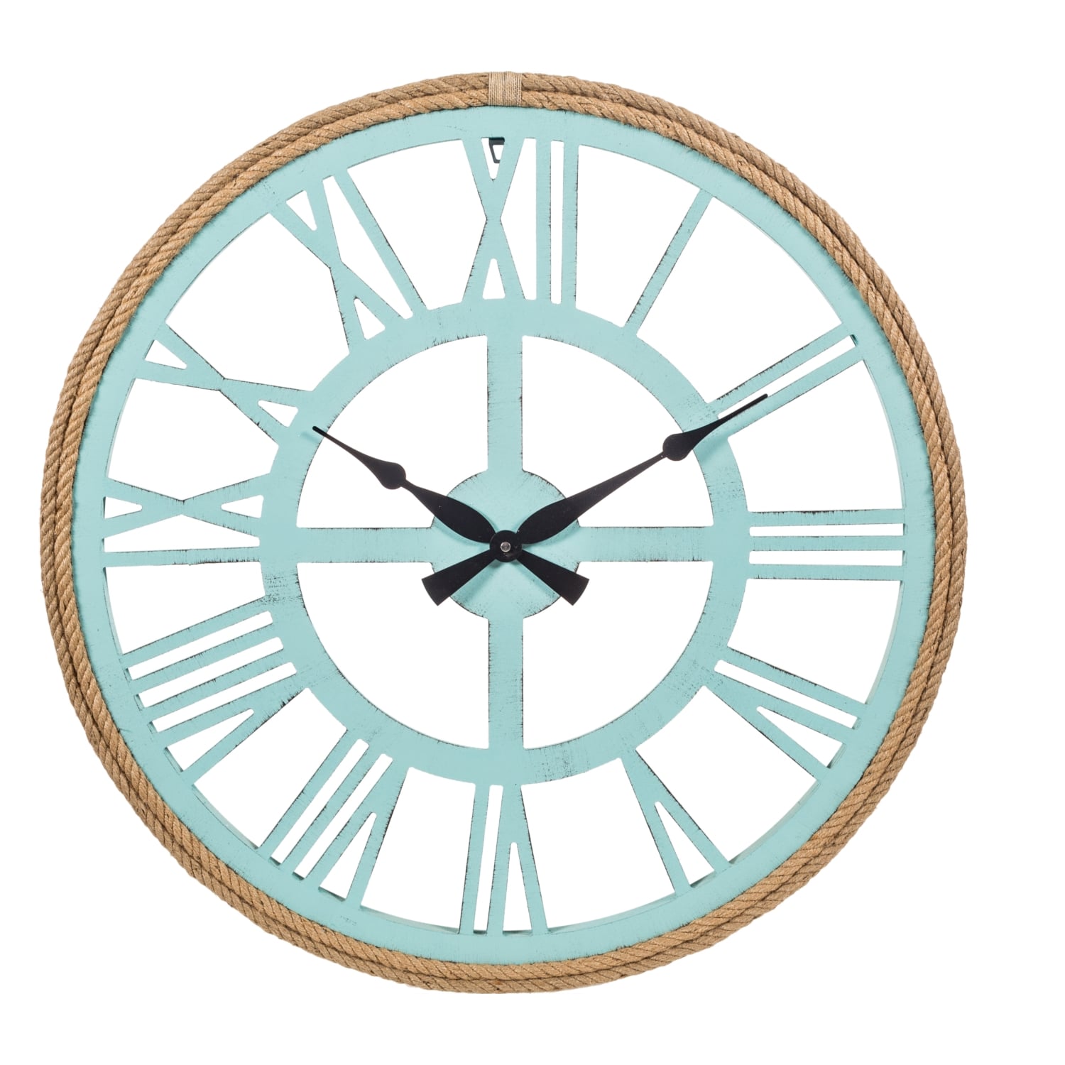 ROPE AHŞAP DUVAR SAATİ TURKUAZ 80 CM