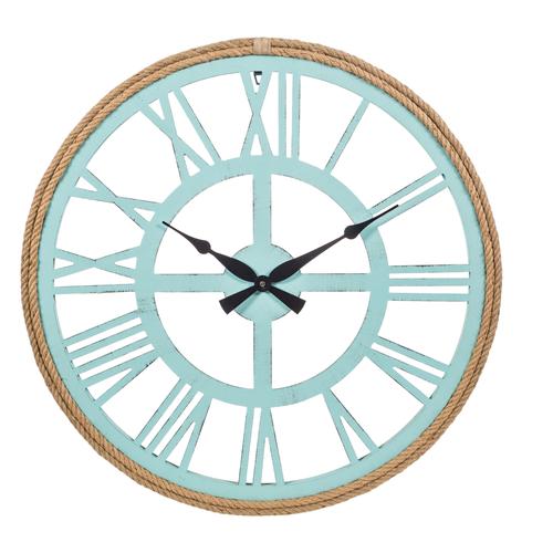  ROPE AHŞAP DUVAR SAATİ TURKUAZ 80 CM