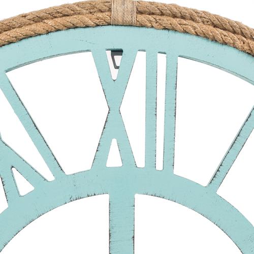  ROPE AHŞAP DUVAR SAATİ TURKUAZ 80 CM