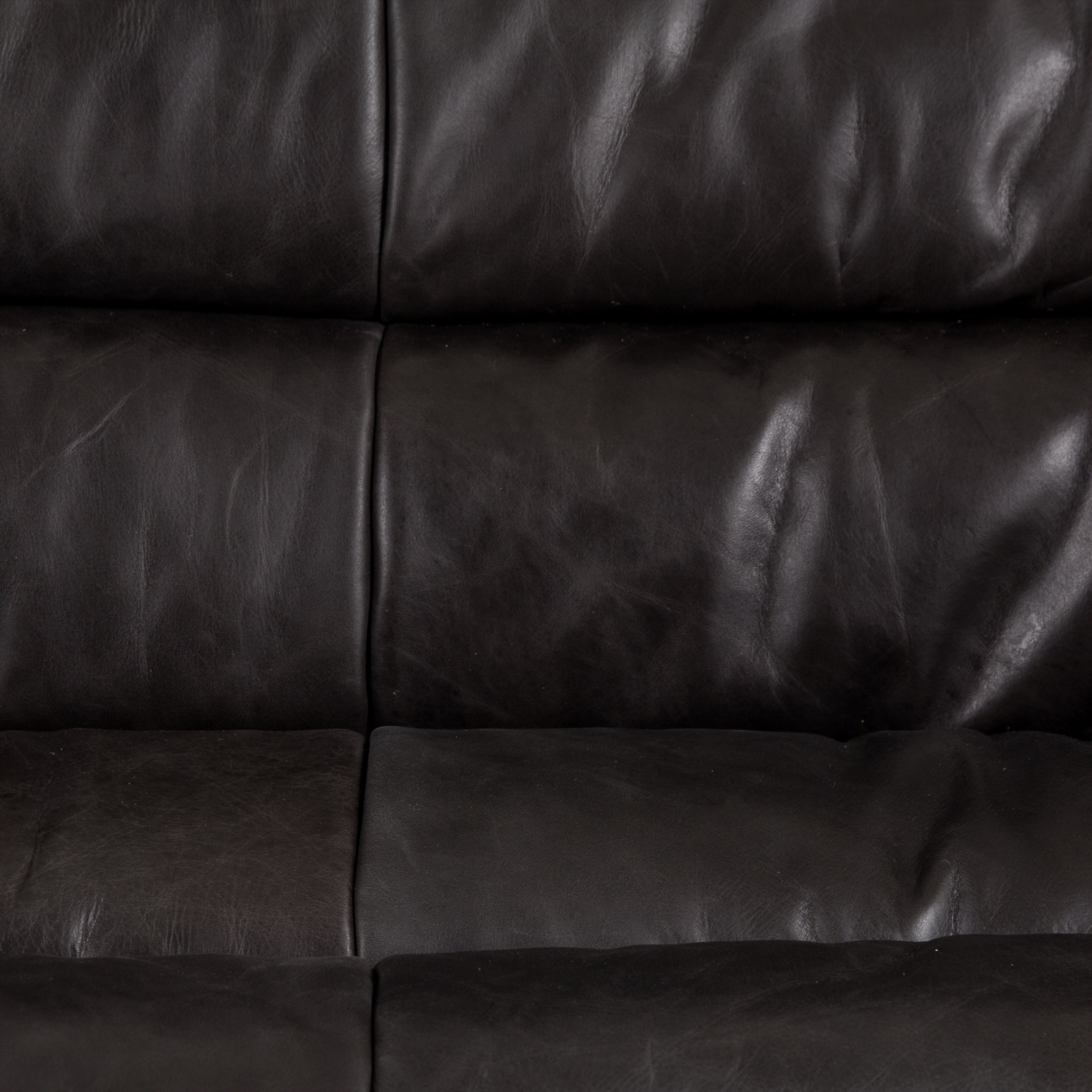 SHABBY SİYAH ÜÇLÜ DERİ KOLTUK