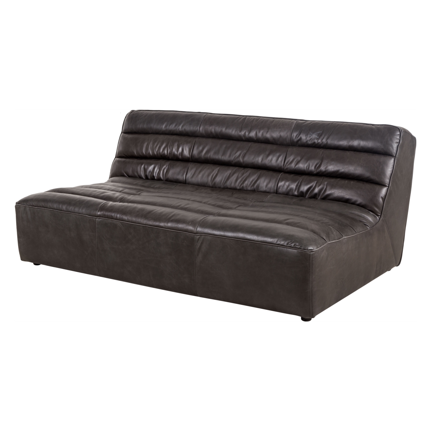 SHABBY SİYAH ÜÇLÜ DERİ KOLTUK