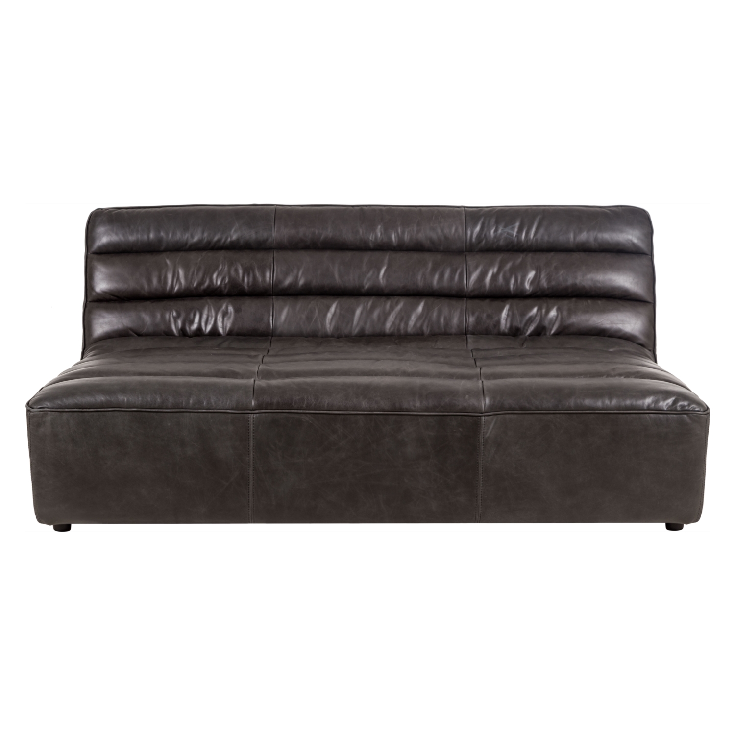 SHABBY SİYAH ÜÇLÜ DERİ KOLTUK