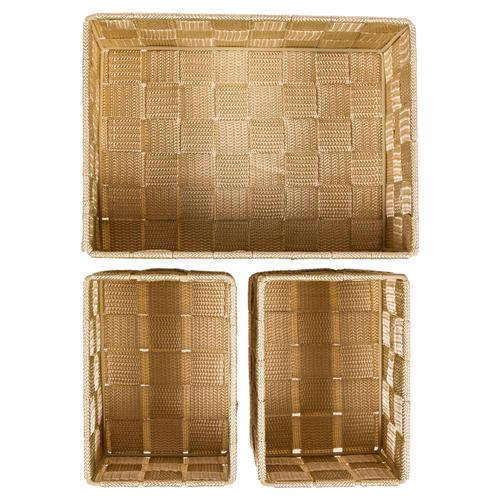  ORGANİZER 3'LÜ SEPET SETİ BEJ 22-14 CM