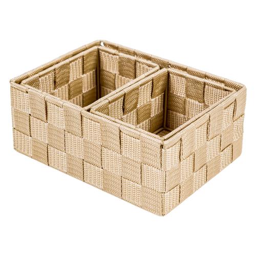  ORGANİZER 3'LÜ SEPET SETİ BEJ 22-14 CM
