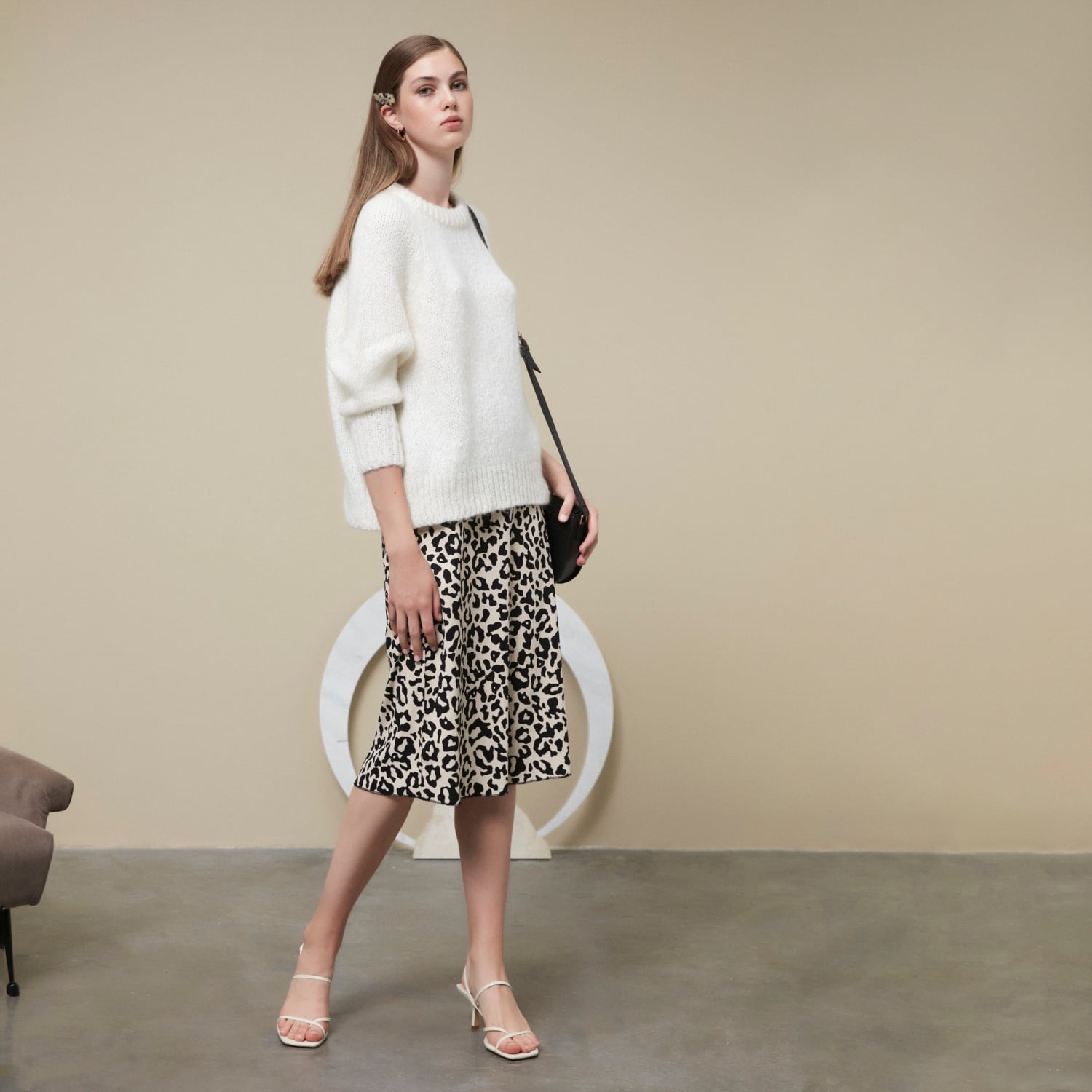 LEOPAR DESENLİ MİDİ ETEK