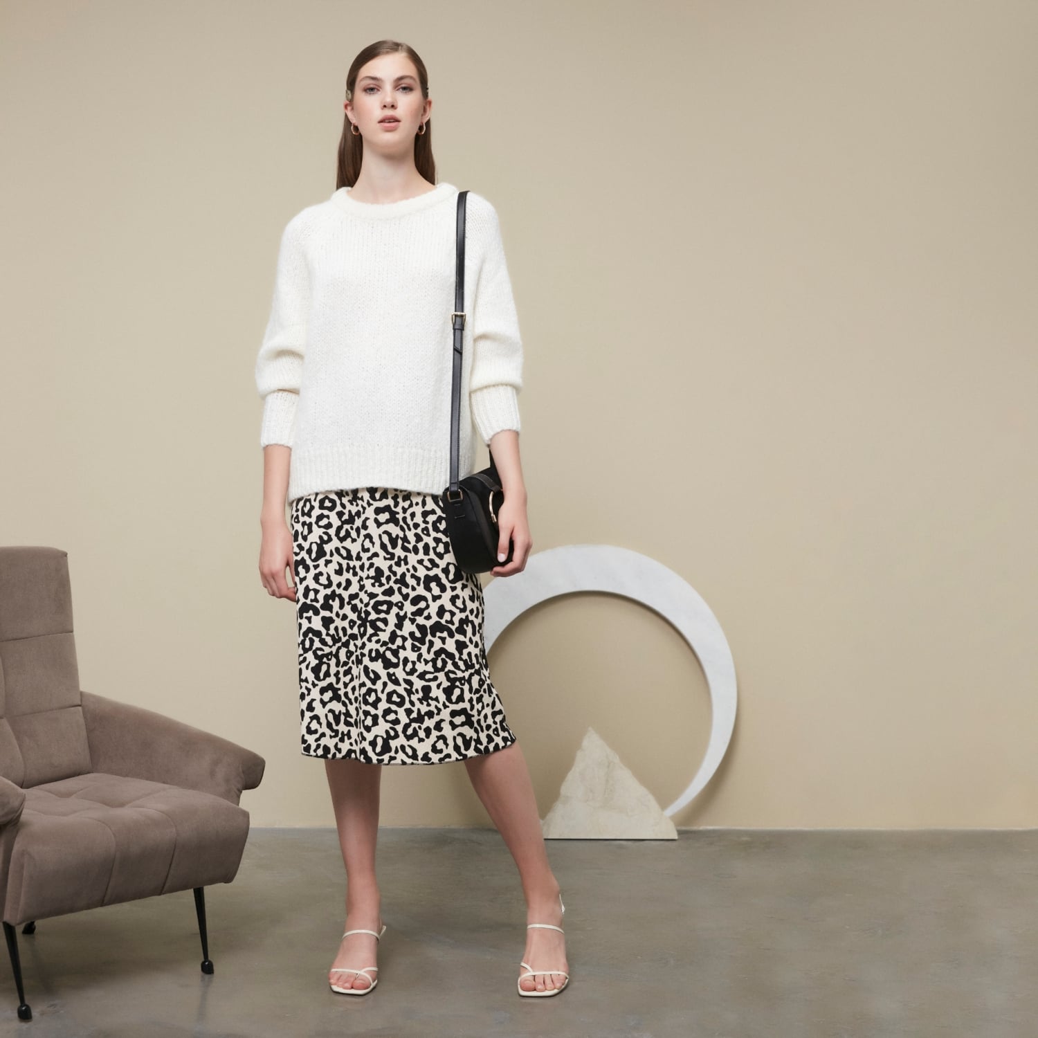 LEOPAR DESENLİ MİDİ ETEK