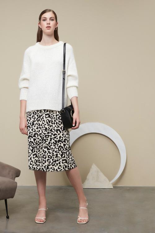  LEOPAR DESENLİ MİDİ ETEK