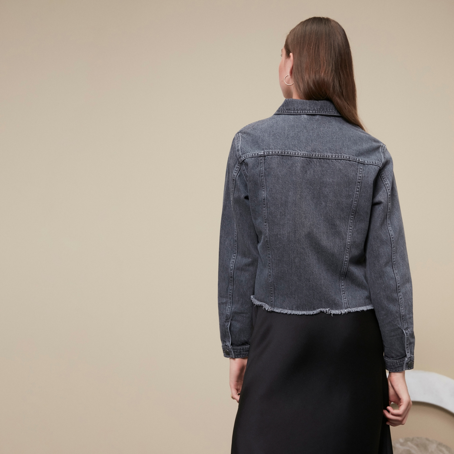 PÜSKÜL DETAYLI JEAN CEKET