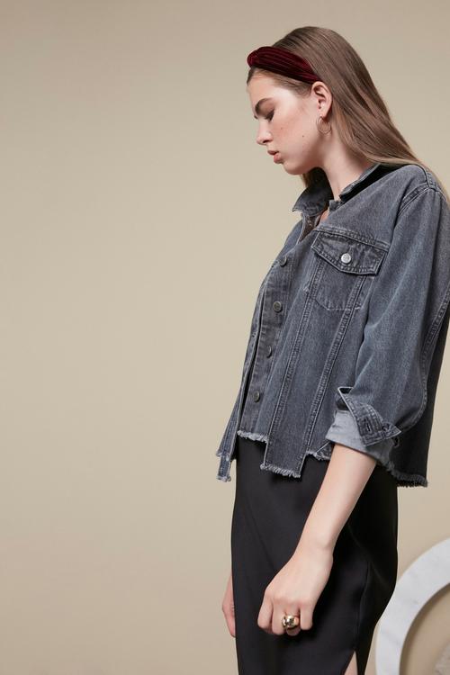  PÜSKÜL DETAYLI JEAN CEKET