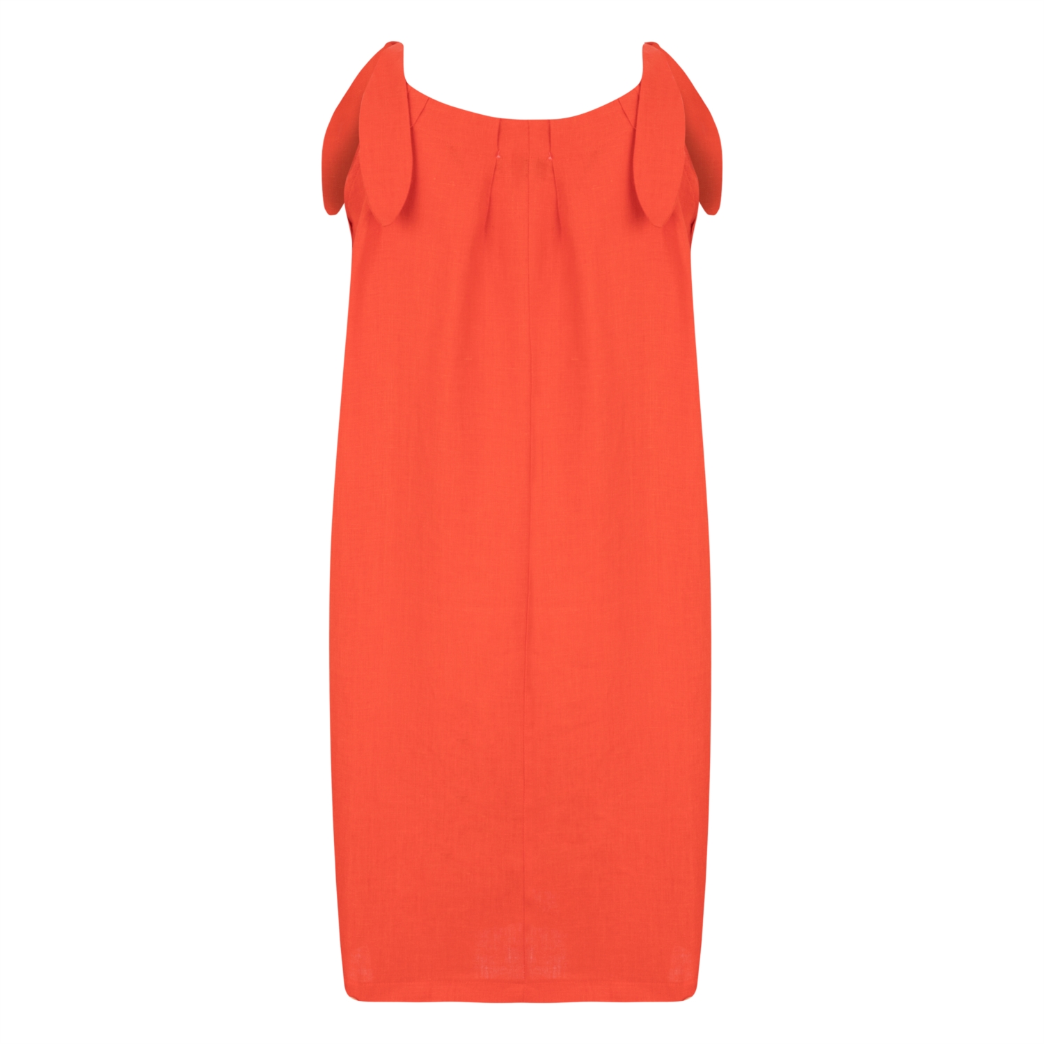 BAĞLAMA DETAYLI KETEN MİDİ ELBİSE