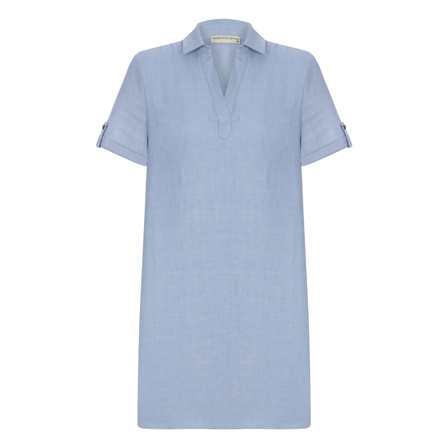 POLO YAKA KETEN MİNİ ELBİSE