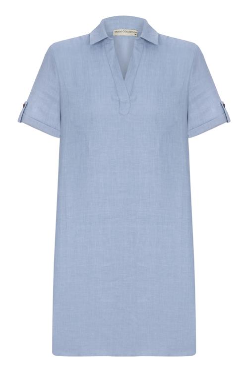  POLO YAKA KETEN MİNİ ELBİSE