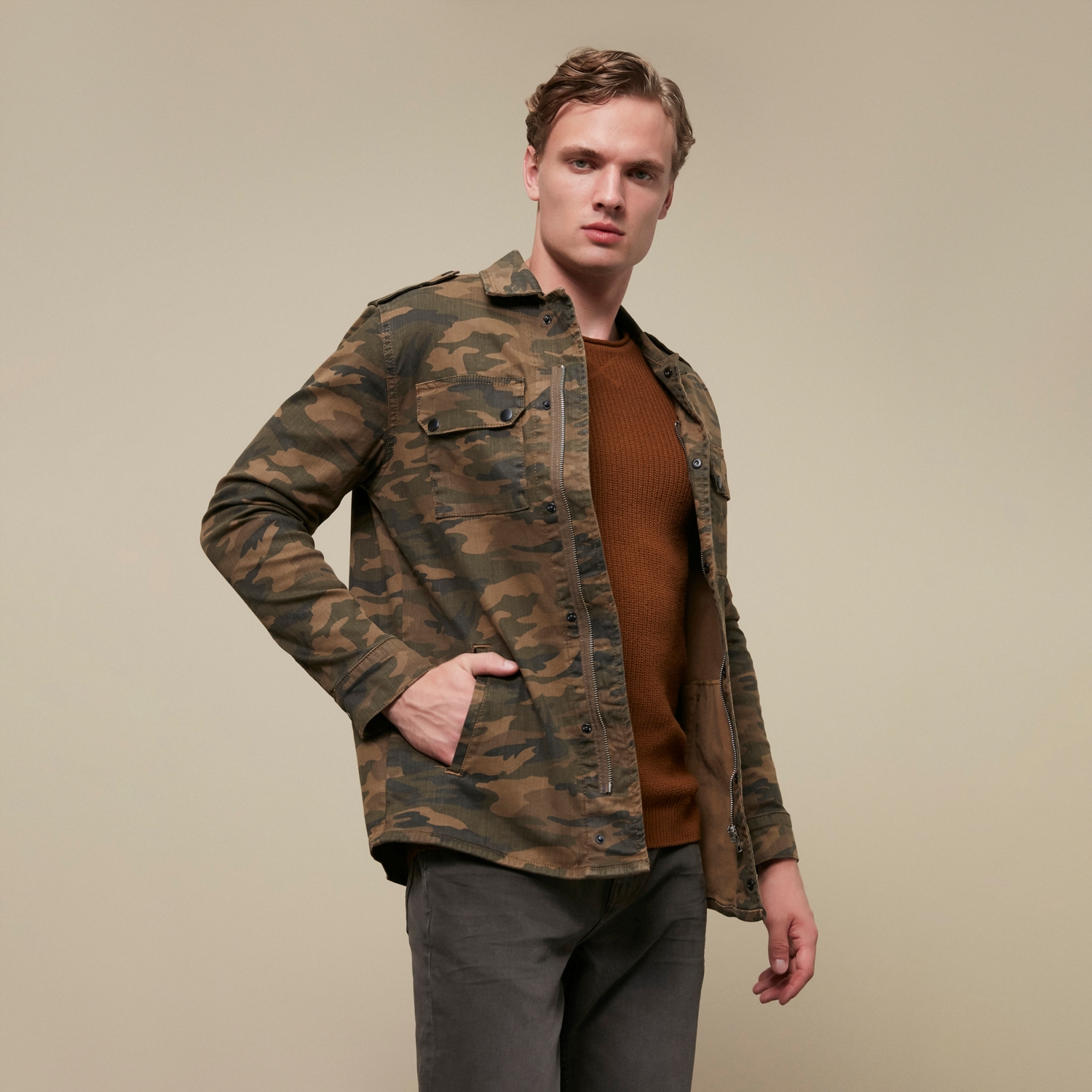 KAMUFLAJ DESENLİ PAMUK CEKET