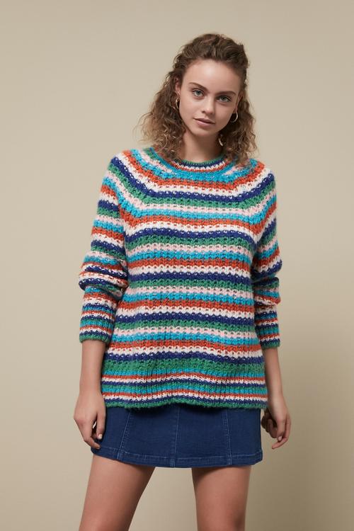  ÇİZGİLİ RENKLİ KAZAK