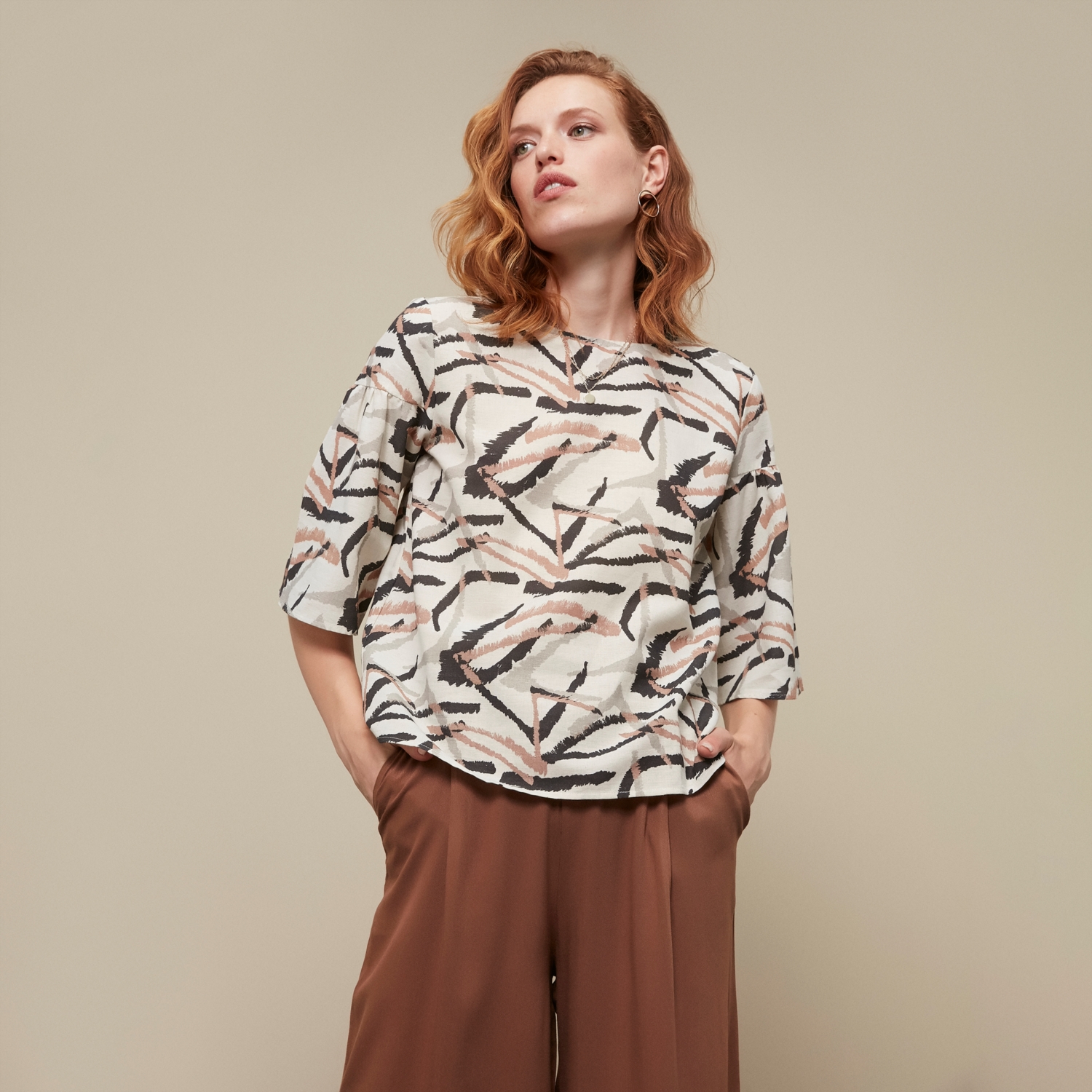 BASKILI PAMUK - KETEN BLUZ