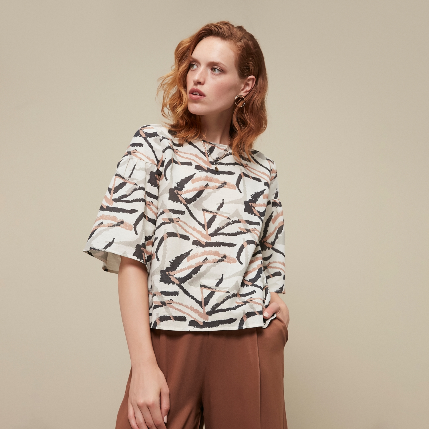 BASKILI PAMUK - KETEN BLUZ