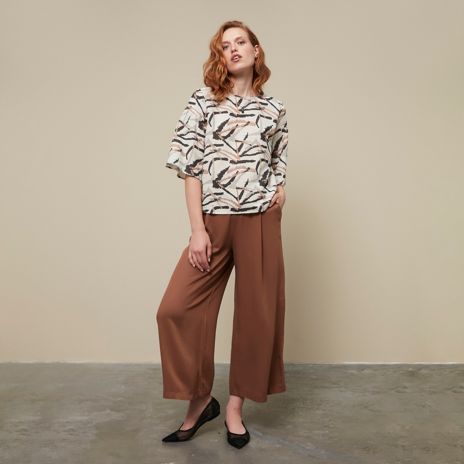 BASKILI PAMUK - KETEN BLUZ