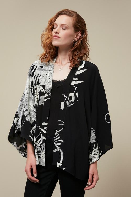  BASKILI KİMONO CEKET