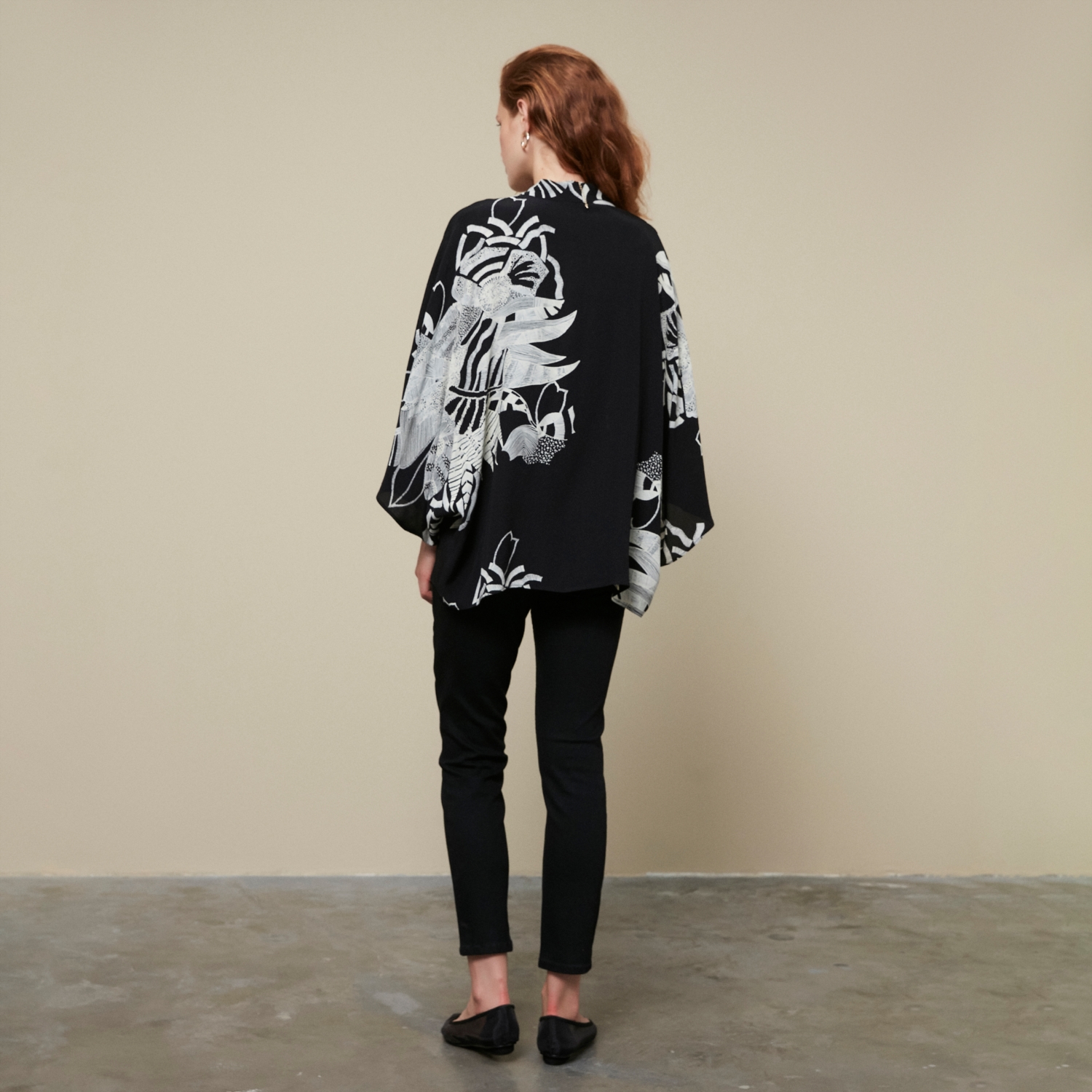 BASKILI KİMONO CEKET