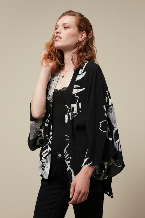  BASKILI KİMONO CEKET