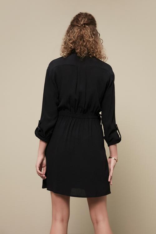  BELİ LASTİKLİ MİNİ GÖMLEK ELBİSE