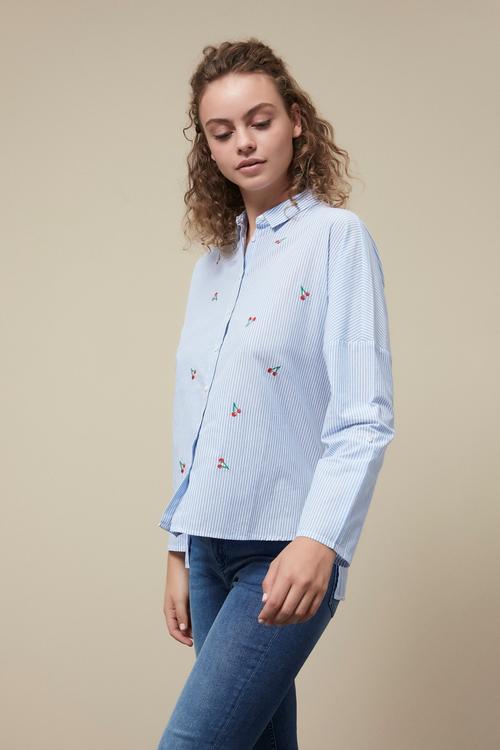  NAKIŞLI OVERSİZ PAMUK GÖMLEK