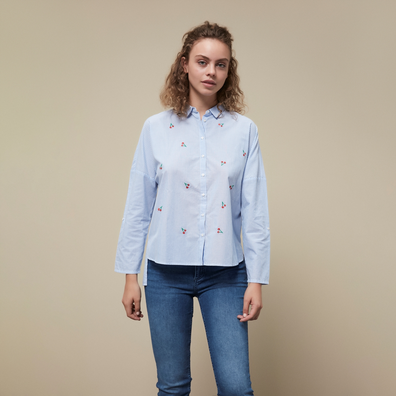 NAKIŞLI OVERSİZ PAMUK GÖMLEK