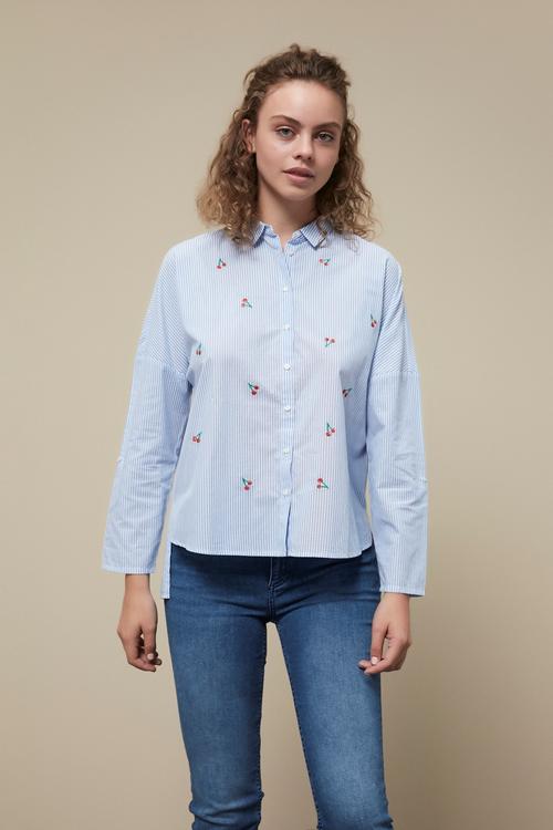  NAKIŞLI OVERSİZ PAMUK GÖMLEK