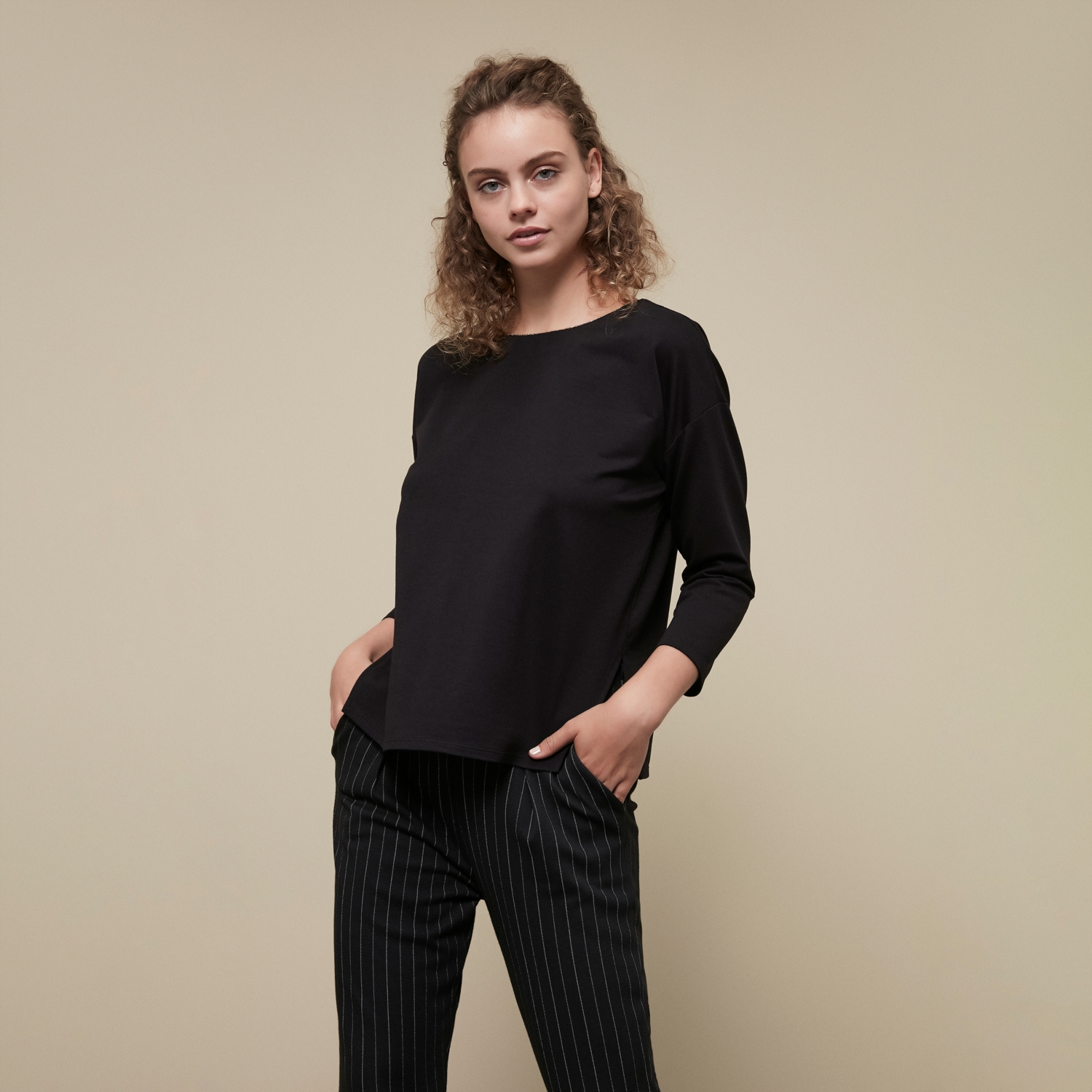 BELİ LASTİKLİ ÇİZGİLİ CIGARETTE PANTOLON