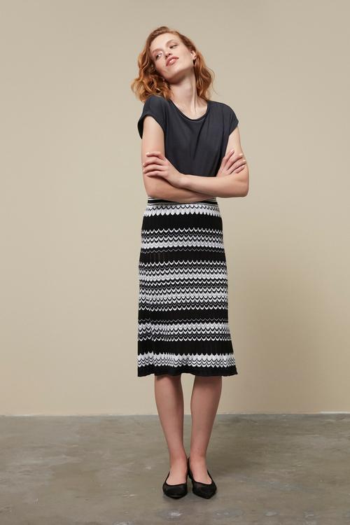  ÇİZGİLİ A FORM TRİKO MİDİ ETEK