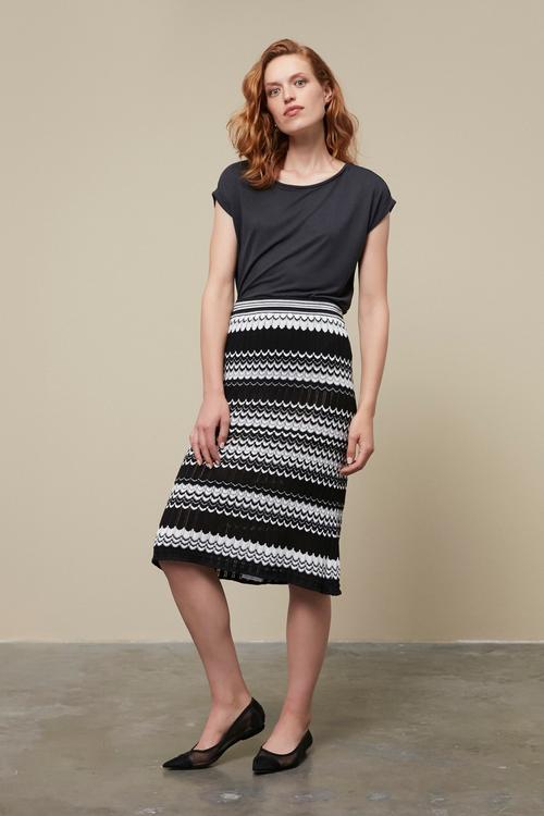  ÇİZGİLİ A FORM TRİKO MİDİ ETEK