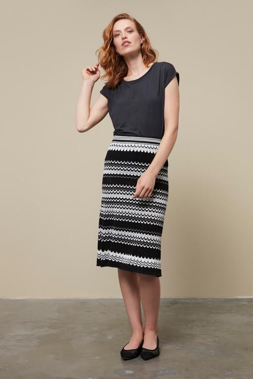  ÇİZGİLİ A FORM TRİKO MİDİ ETEK