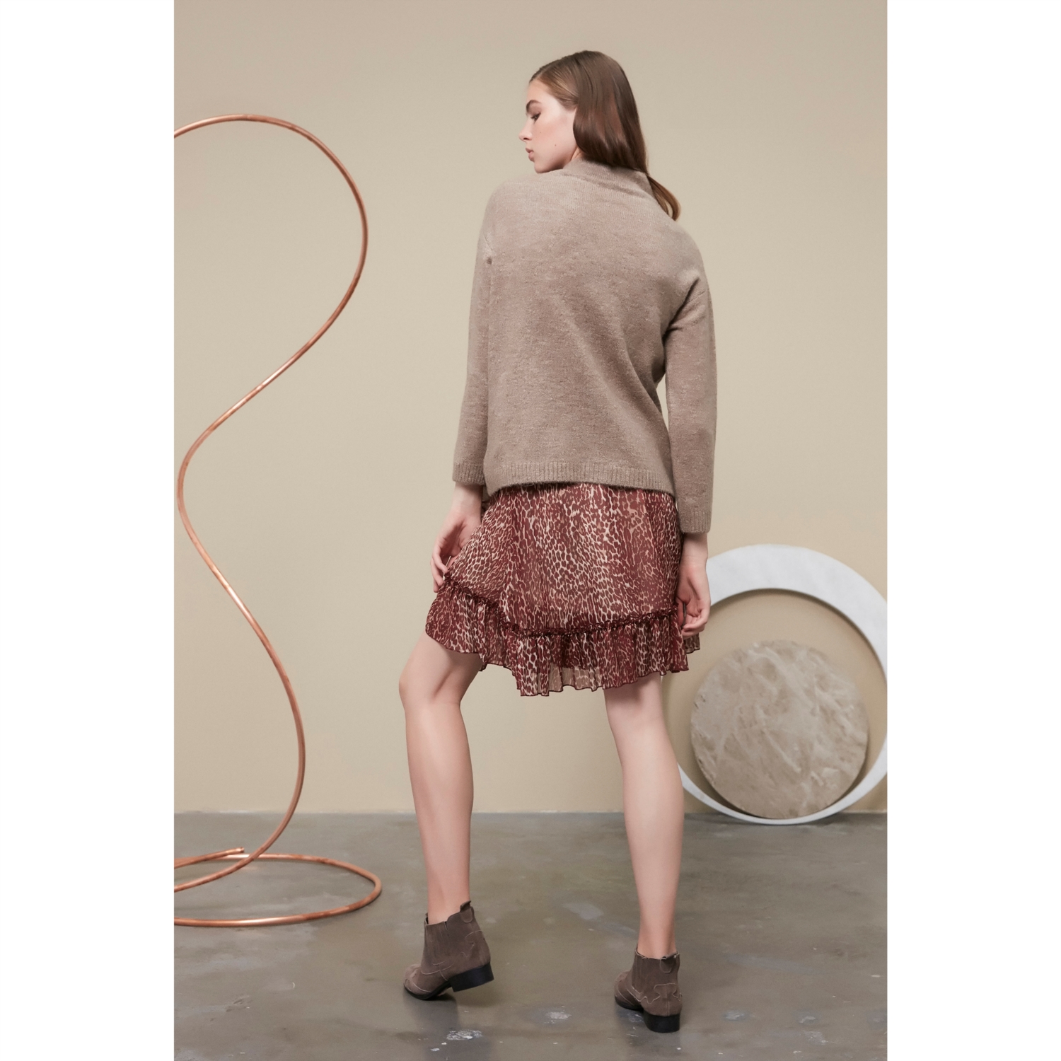 LEOPAR DESENLİ KLOŞ MİNİ ETEK