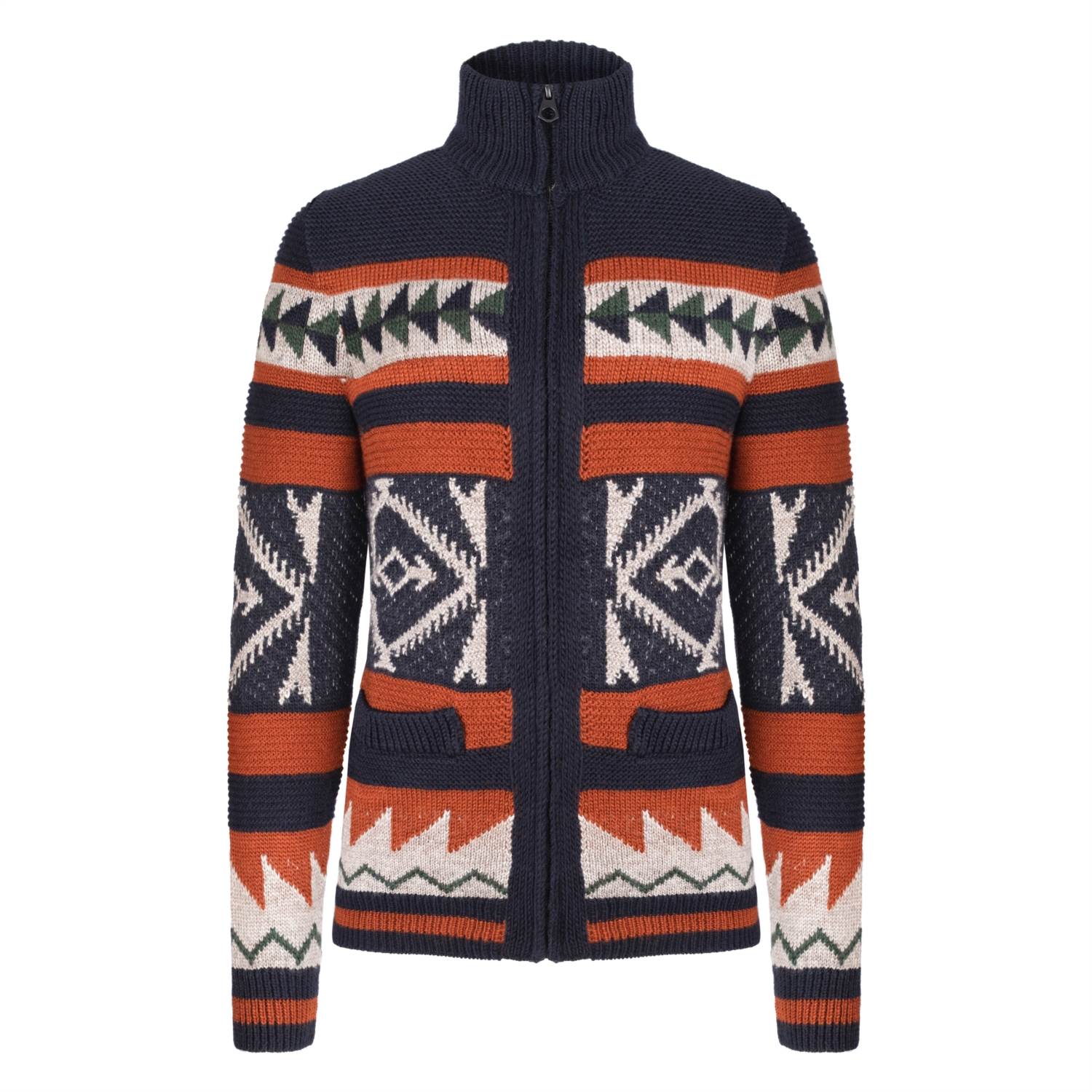 ETNİK DESENLİ FERMUARLI HIRKA