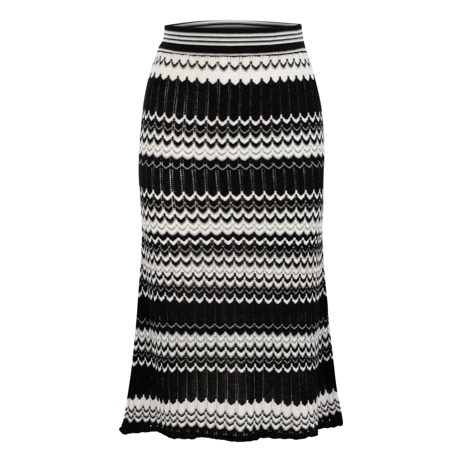 ÇİZGİLİ A FORM TRİKO MİDİ ETEK