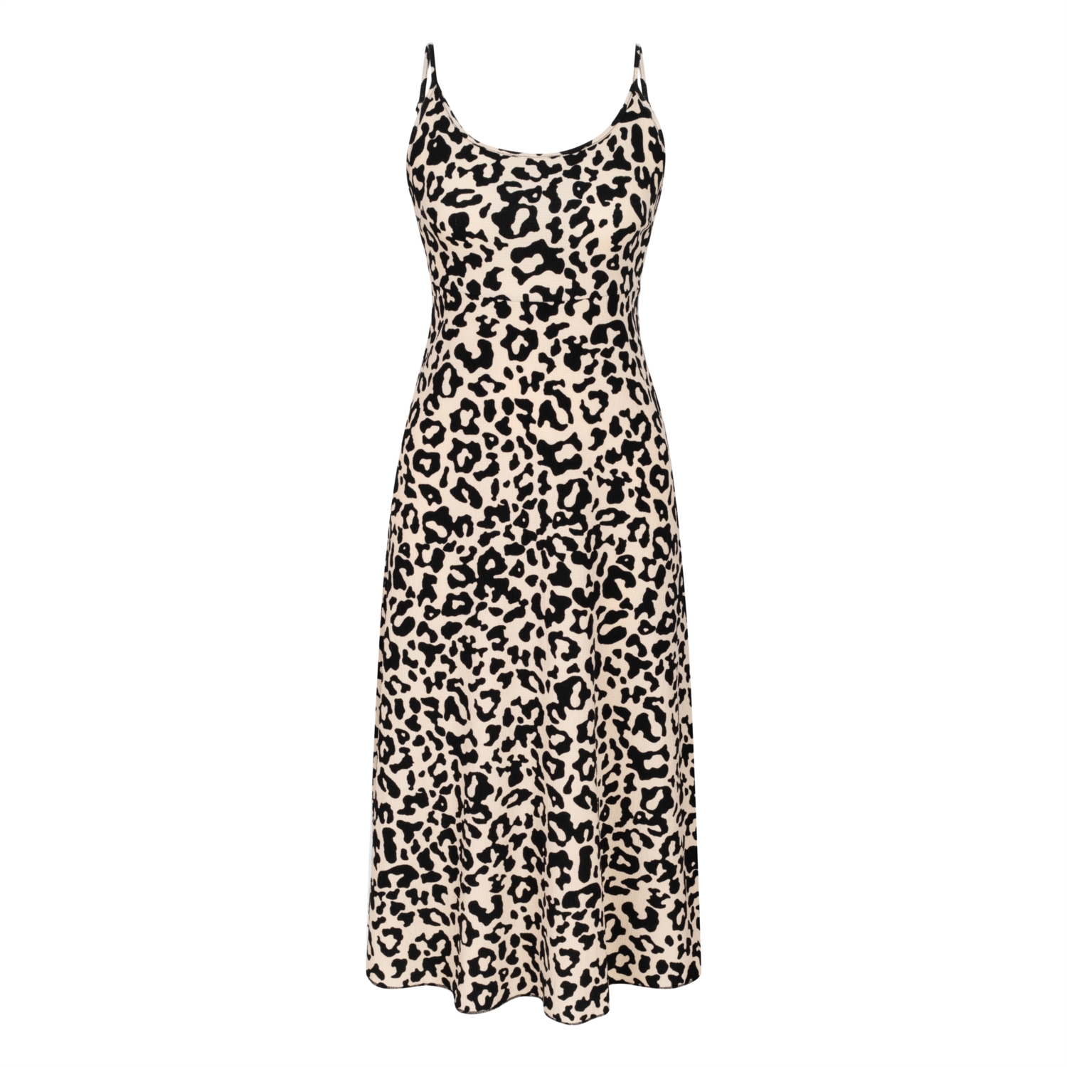 LEOPAR DESENLİ MİDİ ELBİSE