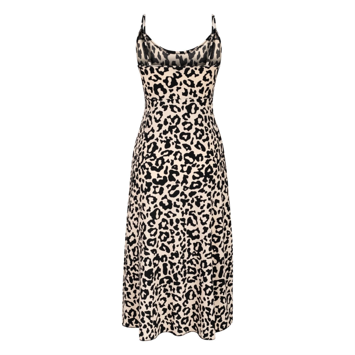 LEOPAR DESENLİ MİDİ ELBİSE