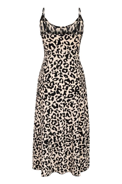  LEOPAR DESENLİ MİDİ ELBİSE